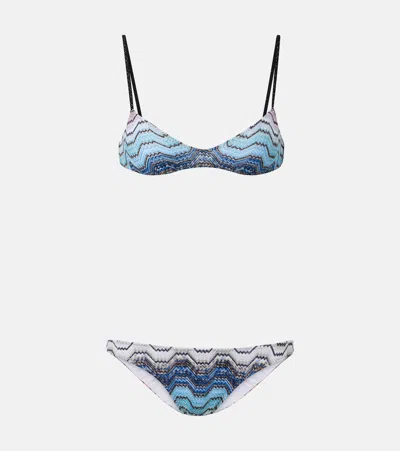 Missoni Zigzag Lamé Bikini In Blue