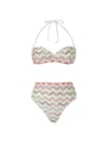 Missoni Nylon Stretch Zig Zag Lamé Bikini In Multicolor