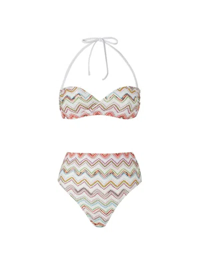 MISSONI MISSONI ZIGZAG LAMÉ BIKINI WITH STRUCTURED TOP