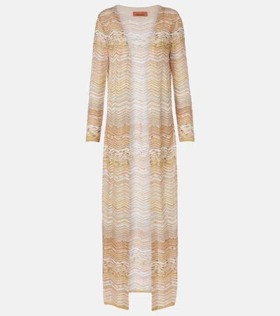 Missoni Zigzag Lamé Cardigan In Blue