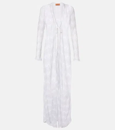 Missoni Zigzag Lamé Cardigan In White