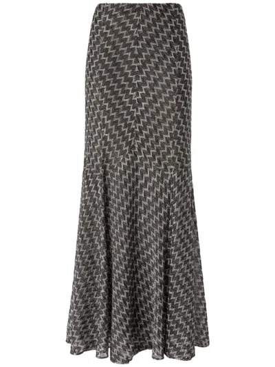 MISSONI ZIGZAG LAMÉ FLARED MAXI SKIRT