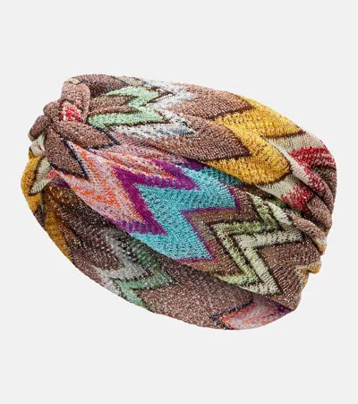 Missoni Zigzag Lamé Headband In Multi