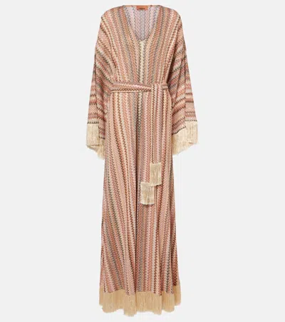 Missoni Zigzag Sequined Fringed Lamé Kaftan In Multicoloured