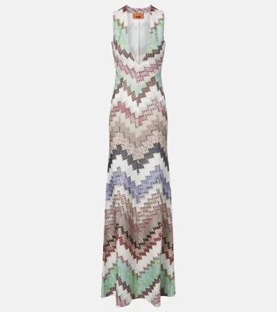 Missoni Striped Metallic Crochet-knit Maxi Dress In Multi