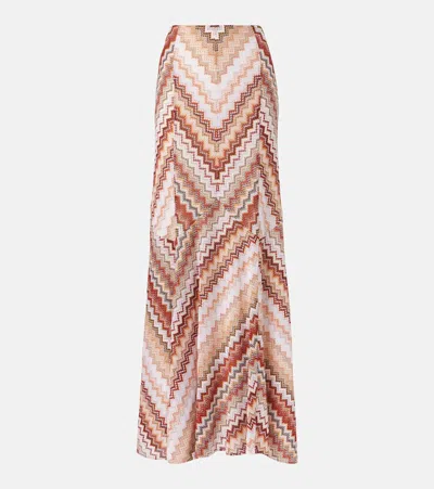 Missoni Langer Ausgestellter Rock Mit Lamé-zick-zack-muster In Multicoloured