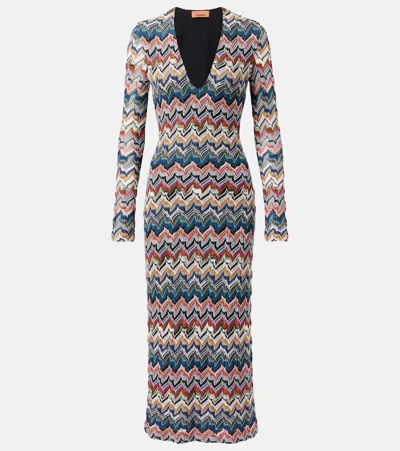 Missoni Zigzag Lamé Midi Dress In Multi