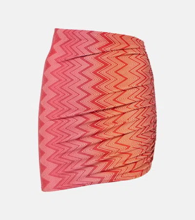 Missoni Zigzag Lamé Miniskirt In Red