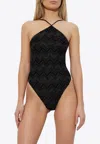 Missoni Zigzag Pattern One Piece Swimsuit In Black