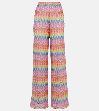 Missoni Zigzag Lamé Palazzo Trousers In Multicolor