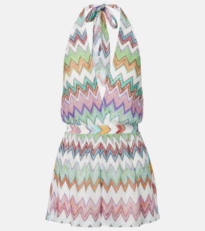 Missoni Zigzag Lamé Romper In Multi