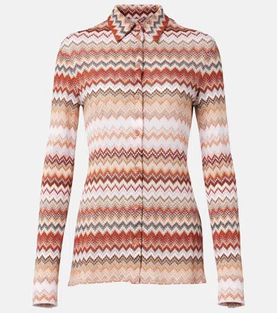 Missoni Shirt With Serrated Zigzag Pattern Lamé In Multicolour