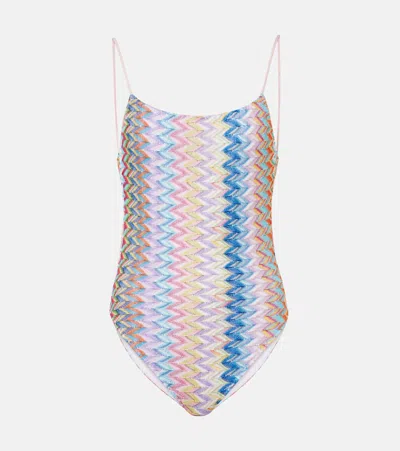 Missoni Crisscross Back V-neck High-cut Swimsuit In Multicolor