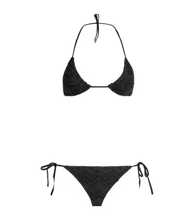 Missoni Zigzag Lame Tie-side Bikini In Black