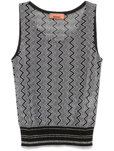 Missoni Zigzag Lamé Tank Top In Black