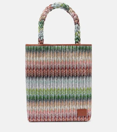 Missoni Zigzag Large Leather-trimmed Tote Bag In Multicoloured