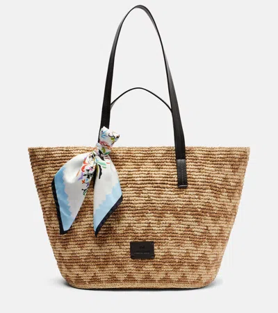 Missoni Zigzag Large Raffia Basket Bag In Brown