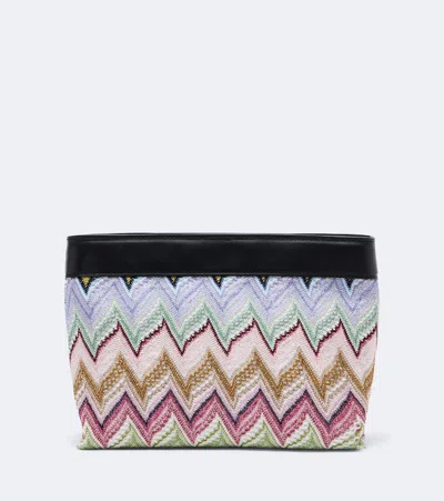 Missoni Zigzag Leather-trimmed Lame Pouch In Multicoloured