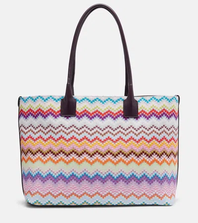 Missoni Zigzag Leather-trimmed Lamé Tote Bag In Multi