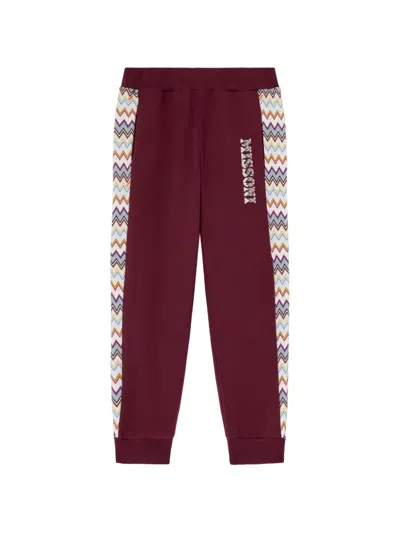 Missoni Kids' Zigzag Logo Track Pants In Red