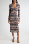 Missoni Zigzag Long Sleeve Midi Sweater Dress In Multi
