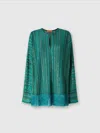 Missoni Zigzag Long-sleeved Blouse With Sequins And Fringes In Multicoloured