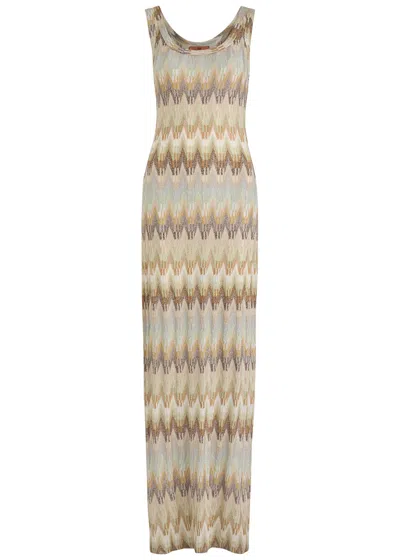 Missoni Zigzag Metallic Fine-knit Maxi Dress In Multicoloured