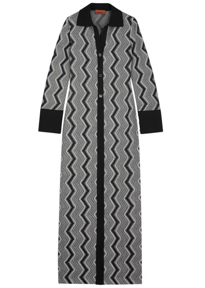 Missoni Zigzag Metallic-knit Cardigan In Black