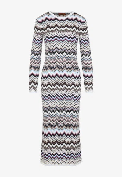 Missoni Zigzag Metallic Knit Maxi Dress In Multicolor