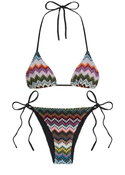 Missoni Zigzag Metallic-knit Triangle Bikini In Multi