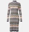 Missoni Zig-zag Long Sleeved Midi Dress In Gray