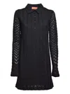 Missoni Black Chevron Cotton Viscose Polo Mini Dress