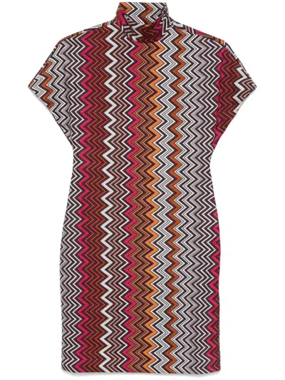 Missoni Crochet-knit Turtleneck Mini Dress In Marigold
