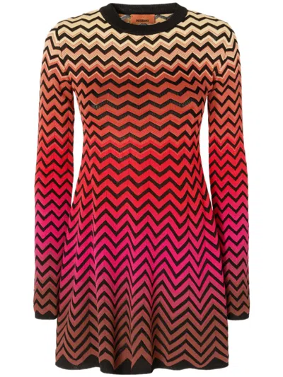 Missoni Zigzag-intarsia Cotton-blend Mini Dress In Multicoloured