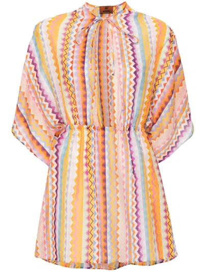 Missoni Zigzag Mini Dress In Yellow
