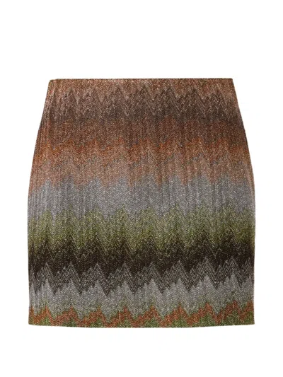 Missoni Zigzag Mini Skirt In Brown