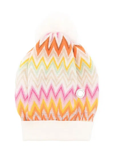 Missoni Kids' Zigzag-motif Knitted Beanie In White