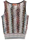Missoni Zig Zag Metallic Knit Top In Blue