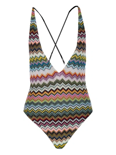 Missoni Zigzag-motif Swimsuit In Multi