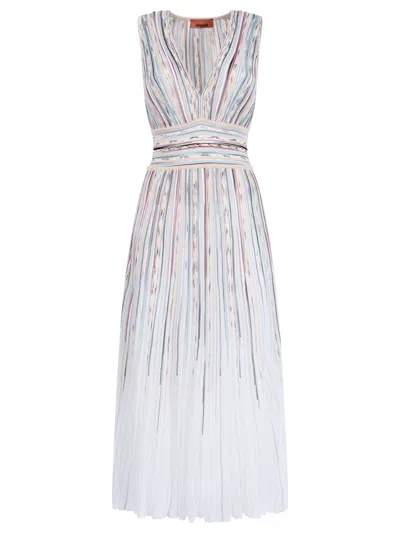 Missoni Zig-zag Motif V-neck Sleeveless Long Dress In Multi
