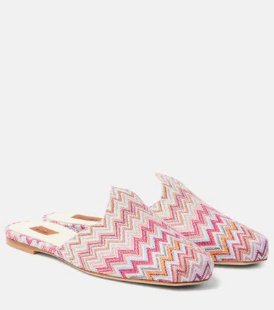 Missoni Zigzag-woven Flat Mules In Pink