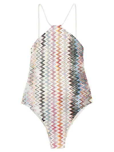 Missoni Zigzag One-piece Swimsuit Beachwear Multicolor In Neutral
