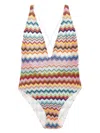 Missoni One Piece Swimsuit Zigzag Pattern Straps In Multi