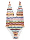 Missoni One Piece Swimsuit Zigzag Pattern Straps In Multi