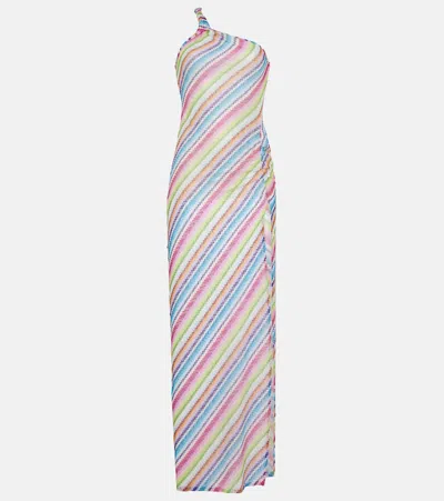 Missoni One-shoulder Twisted Crochet-knit Maxi Dress In Multicolor
