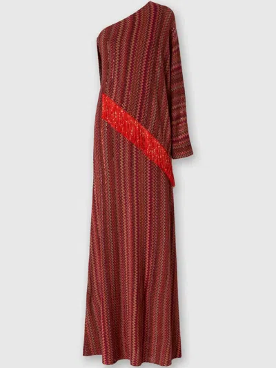 Missoni Zigzag One-shoulder Dress In Multicoloured
