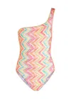 Missoni One-shoulder One-piece Swimsuit In Printed Tulle In Multicoloured