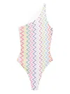 Missoni Zigzag One-shoulder Swimsuit In White
