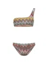 Missoni One Shoulder Bikini High Cut Textured In Multi