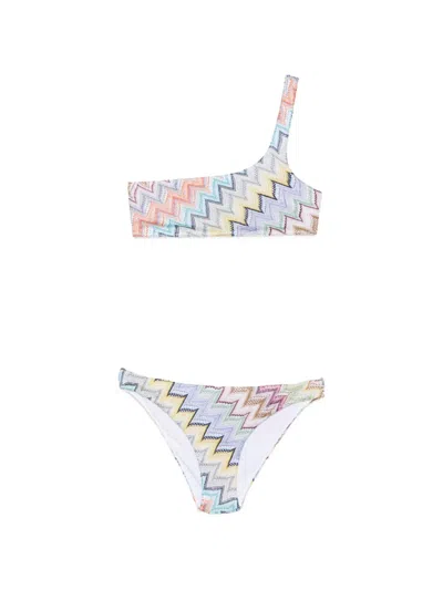 Missoni Zigzag One-shoulder Bikini In Multi